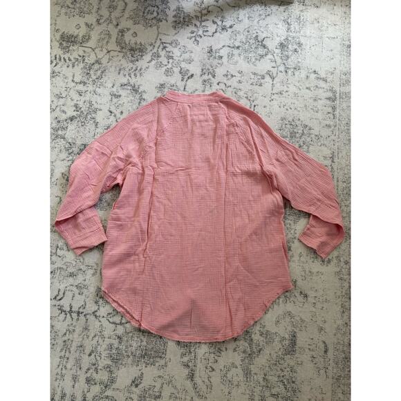 Aerie Pool-To-Party Cover Up Button Pink Size Small Oversized Lagenlook Beach - Picture 8 of 10